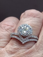 3.54CT VVs1 Valodi Kerek Kékesfehér Moissanit Gyemánt 925 Ezust Gyürü