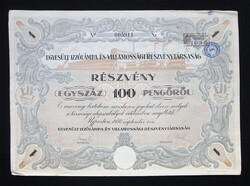 Egyesült Izzólámpa és Villamossági Rt. részvény 100 pengő 1930 - Újpest