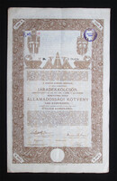 Államadóssági kötvény járadékkölcsön 5000 korona 1915 november 6%