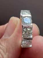 3.1CT VVs1 H Valodi 4 Köves Fehér Moissanit Gyemánt 925 Ezust Gyürü