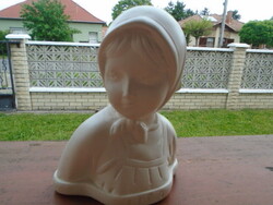 Női szobor, iparművész, gipsz, jelzett, iparművészeti szobor büszt