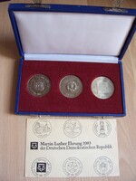 Luther Márton emlékérme sor dísztokban 1983