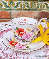 Rózsás évszakos nyár csontporcelán csésze szett