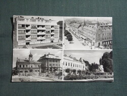 Képeslap,Zalaegerszeg,mozaik,Népbolt,Posta,Marx tér,Csány László szobra látkép,részlet, 1959-