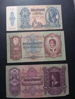 20, 50 és 100 pengő, 3 db együtt