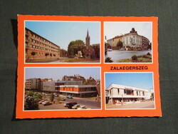 Képeslap,Zalaegerszeg,mozaik,Domus,Centrum áruház,templom,emlékmű,Marx tér látkép,részlet, 1979-