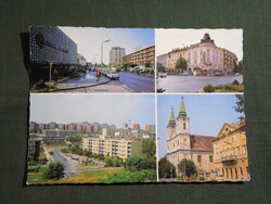 Képeslap,Zalaegerszeg,mozaik,Centrum áruház,Marx tér,templom,utca látkép,részlet, 1986-
