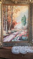 Antik-eredeti keretében--Farkasházy jelzéssel festmény  Nagybánya-Lombhullató fák- kiviteli engedély