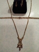 Csodaszép mutatós  régi aranyozott strasszos szett