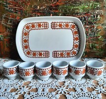 Alföldi porcelán pálinkás készlet - új , tálca és 6 pohár