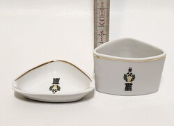 Hollóházi bányász logós, dohányzó, asztali porcelán szett 2 db (3469)