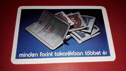 1980 - OTP - ORSZÁGOS TAKARÉKPÉNZTÁR - TAKARÉKBETÉT KÖNYV reklám- KÁRTYANAPTÁR a képek szerint