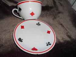 Zsolnay ritka francia kártya motívummal teáscsésze plusz alátét