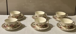 Zsolnay porcelán pillangó mintás arany tollazott kávéskészlet