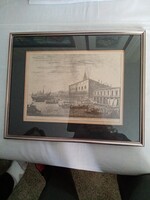 Velencei emlék:   A régi Velence - olasz látkép  41x39 cm  szép, üveges kerettel együtt