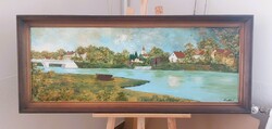 (K) Andrásy Róbert festmény 110x70 cm kerettel Dusnok Vajas part