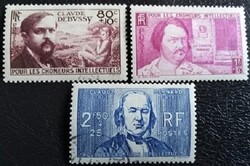 Fr475-7p / Franciaország 1940 Munkanélküli értelmiségiek bélyegsor pecsételt