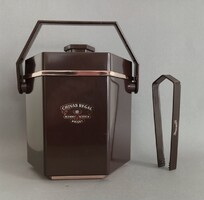 Vintage Chivas Regal whiskey design barna/arany luxus jégvödör + csipesz 1980's