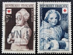 Fr933-4p / Franciaország 1951 Vöröskereszt bélyegsor pecsételt