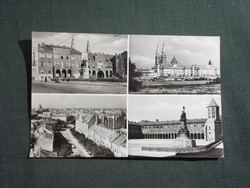 Képeslap,Szeged,mozaik,Tisza part,Dóm tér,Demeter torony,utca látkép,részlet, 1959-