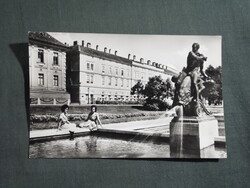 Képeslap,Szeged,Széchenyi tér,szökőkút látkép,részlet, 1963-