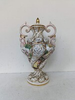 Antique Capodimonte Capo di Monte Richly Gilded Multi-figure Double Handle Porcelain Vase 870 2173