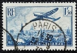 Fr306p / Franciaország 1936 Repülők Párizs felett bélyegsor 1,50 Fr. értéke pecsételt