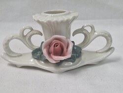 Régi Ens német porcelán rózsás gyertyatartó hibátlan állapotban 12 cm. hosszú