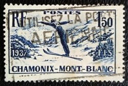 Fr340p / Franciaország 1937 Sí VB bélyeg pecsételt