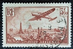 Fr310p / Franciaország 1936 Repülők Párizs felett bélyegsor 3,50 Fr. értéke pecsételt