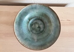 Holland Wilhelm Coenraad Brouwer Aardewerk iparművészeti türkiz kerámia tál 29,5 cm (C0046)