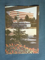 Képeslap,Hajdúszoboszló,Béke SZOT üdülő,szálló,Ikarus autóbusz látkép,részlet, 1966-
