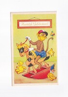 ÁK:88 Állatok-humor-gyerekek üdvözlő képeslap "Postatiszta"