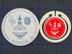 12. Pannonia motoros találkozó 1989 Sopron - kerámia emlék plakett és jelvény