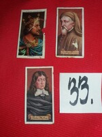 Antik 1930 gyűjthető VEGYES cigaretta reklámkártyák Történelmi személyiségek 3 db egyben 33.