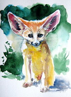 Desert fox  -  watercolor painting - Sivatagi róka -  akvarell festmény