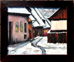 Szállingózó hópihék - 40 x 50 centis akrilfestmény