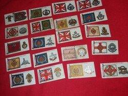 Antik 1930 gyűjthető KENSITAS cigaretta reklámkártyák Katonai zászlók jelvények 49 db egyben 16
