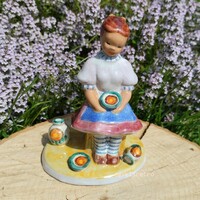 Kerámia Iparművész KSZ jelzett retro kerámia lány