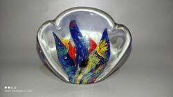 Különleges muránói  akvárium üveg levélnehezék pompás halas