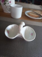 Kézzel festett madár formás porcelán fűszertartó – 2 rekeszes, virágmintás