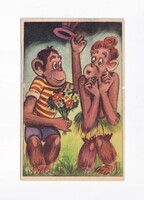 ÁK:88 Állatok-humor-gyerekek üdvözlő képeslap "Postatiszta"