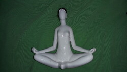 Gyönyörű Art Deco eozinos porcelán figura női akt jóga meditatív póz LÓTUSZÜLÉS 17x15 képek szerint