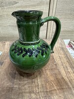 Mezőtúri zöld mázas kancsó 18cm zsűrizett