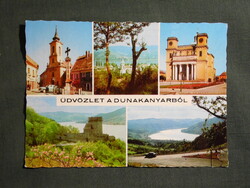 Képeslap,Dunakanyar,mozaik,Szentendre,Vác,Nagymaros,Visegrád,Duna látkép,részlet, 1973-