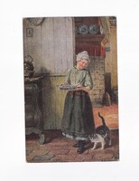 ÁK:94 Állatok-humor-gyerekek üdvözlő képeslap "Postatiszta"