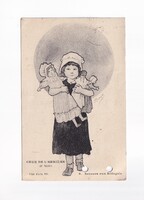 HR:118 Humoros-gyerekek képeslap 1923 Lyukasztott