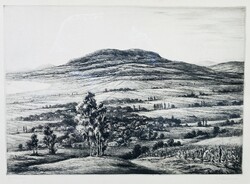 Paulovits Pál (1892–1975): Badacsony, jelzett ritka kvalitásos rézkarc, balatoni metszet