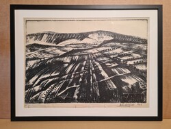 Detre Lóránd Dombos táj,  litográfia 1926.