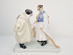 Herendi búcsúzkodó juhászok porcelán szobor - 100039